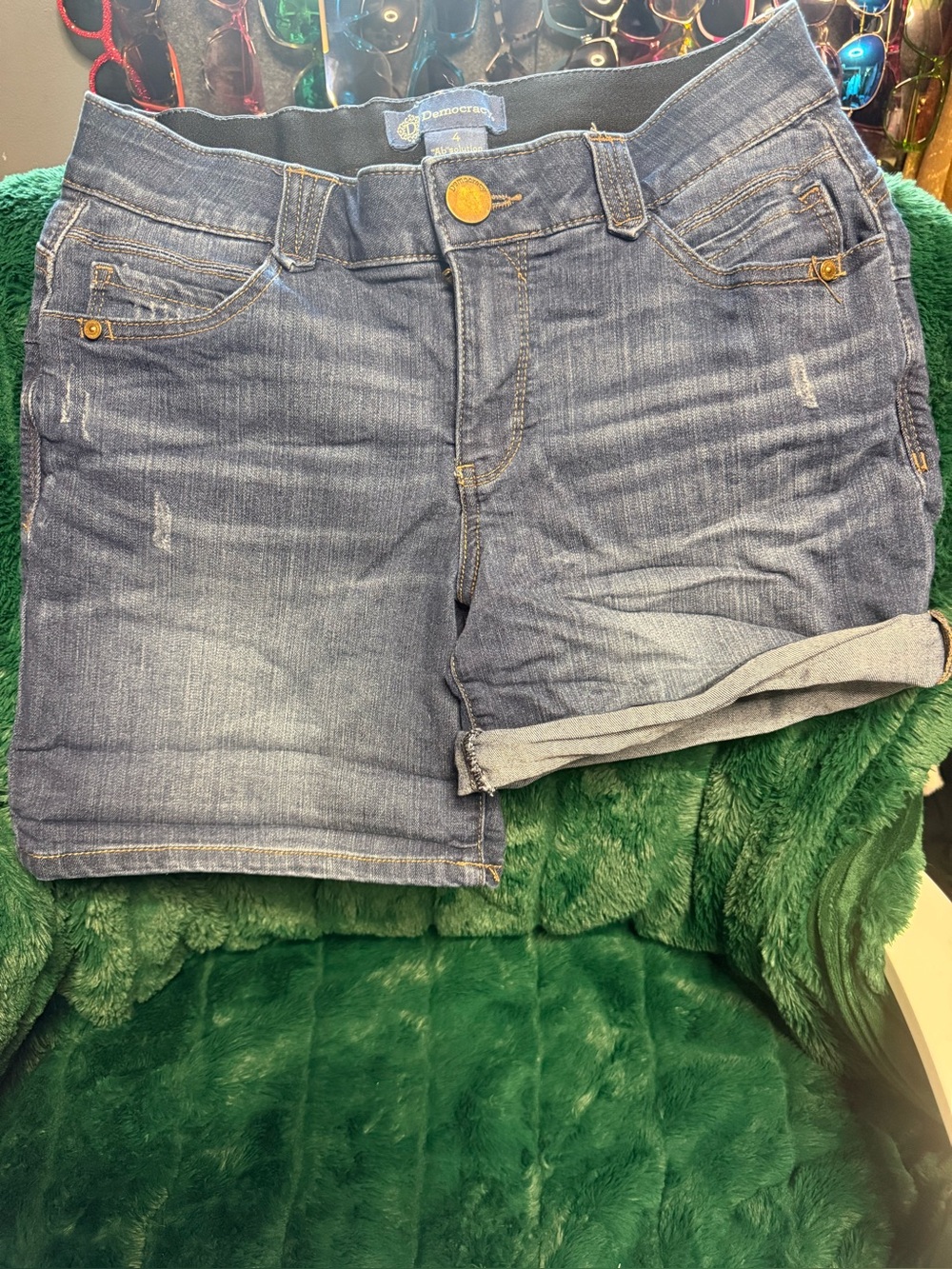 Democracy Blue Rolled Hem Stretch Denim Shorts